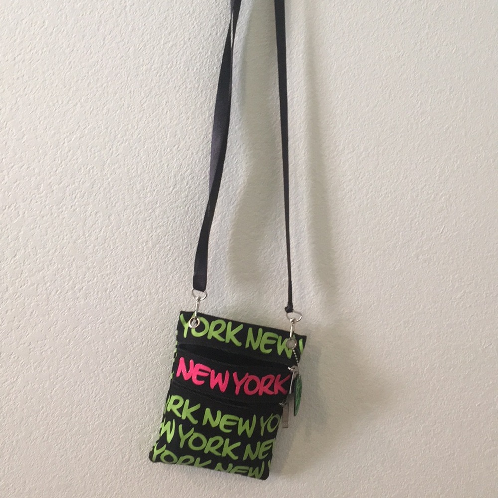 Black, pink and green small purse